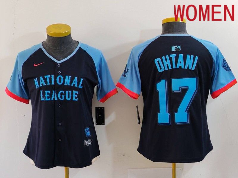 Women Los Angeles Dodgers #17 Ohtani Blue All star 2024 Nike MLB Jersey style 801->women mlb jersey->Women Jersey